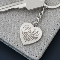 Engraved Heart Keychain for Mom - Mother's Day Gift - Best Mom Ever