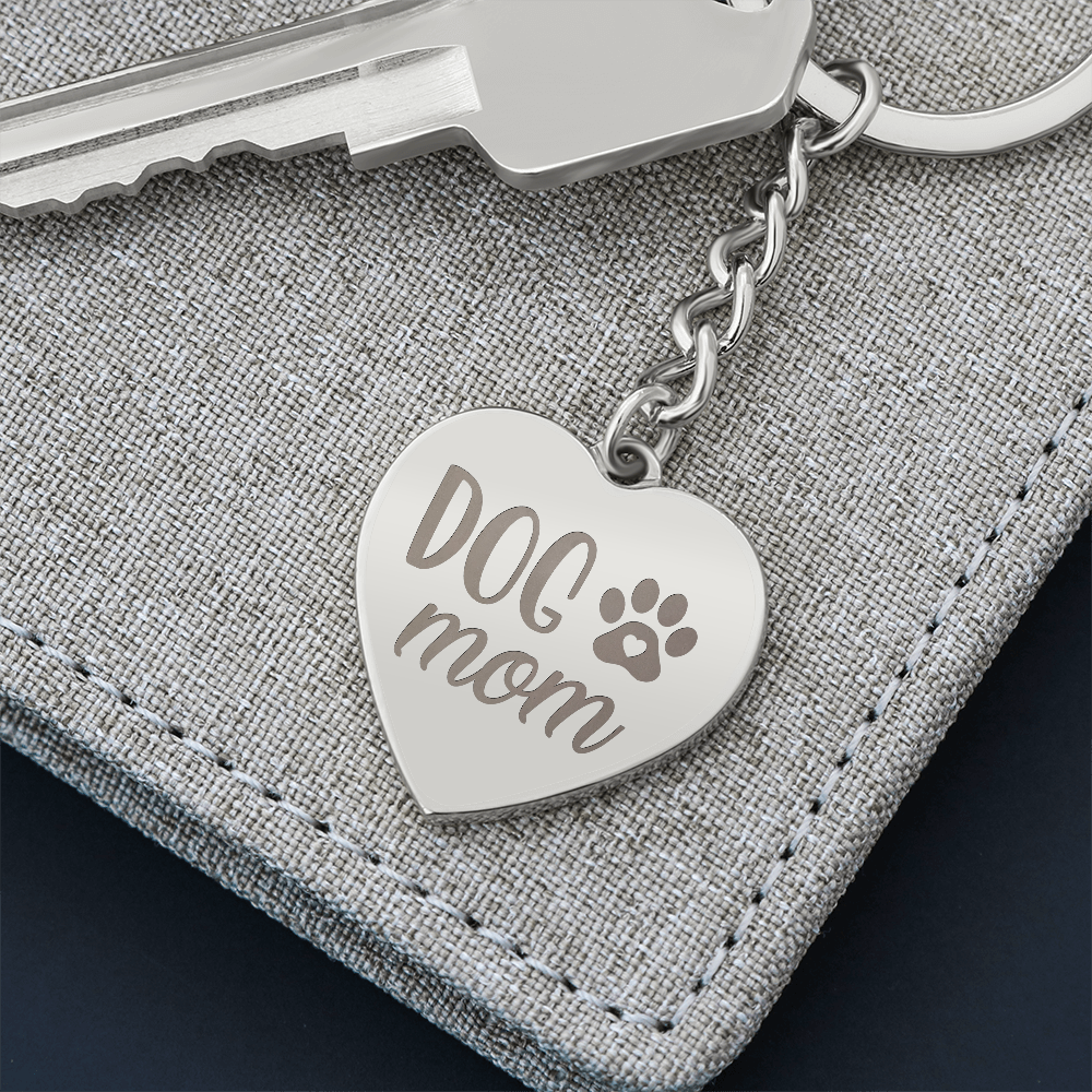 Engraved Heart Keychain for Dog Mom - Mother's Day Gift