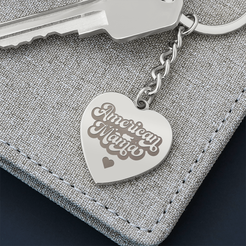 Engraved Heart Keychain for Mom - Mother's Day Gift - American Mama