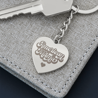 Engraved Heart Keychain for Mom - Mother's Day Gift - American Mama