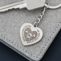 Engraved Heart Keychain for Mom - Mother's Day Gift - Firefighter Mom