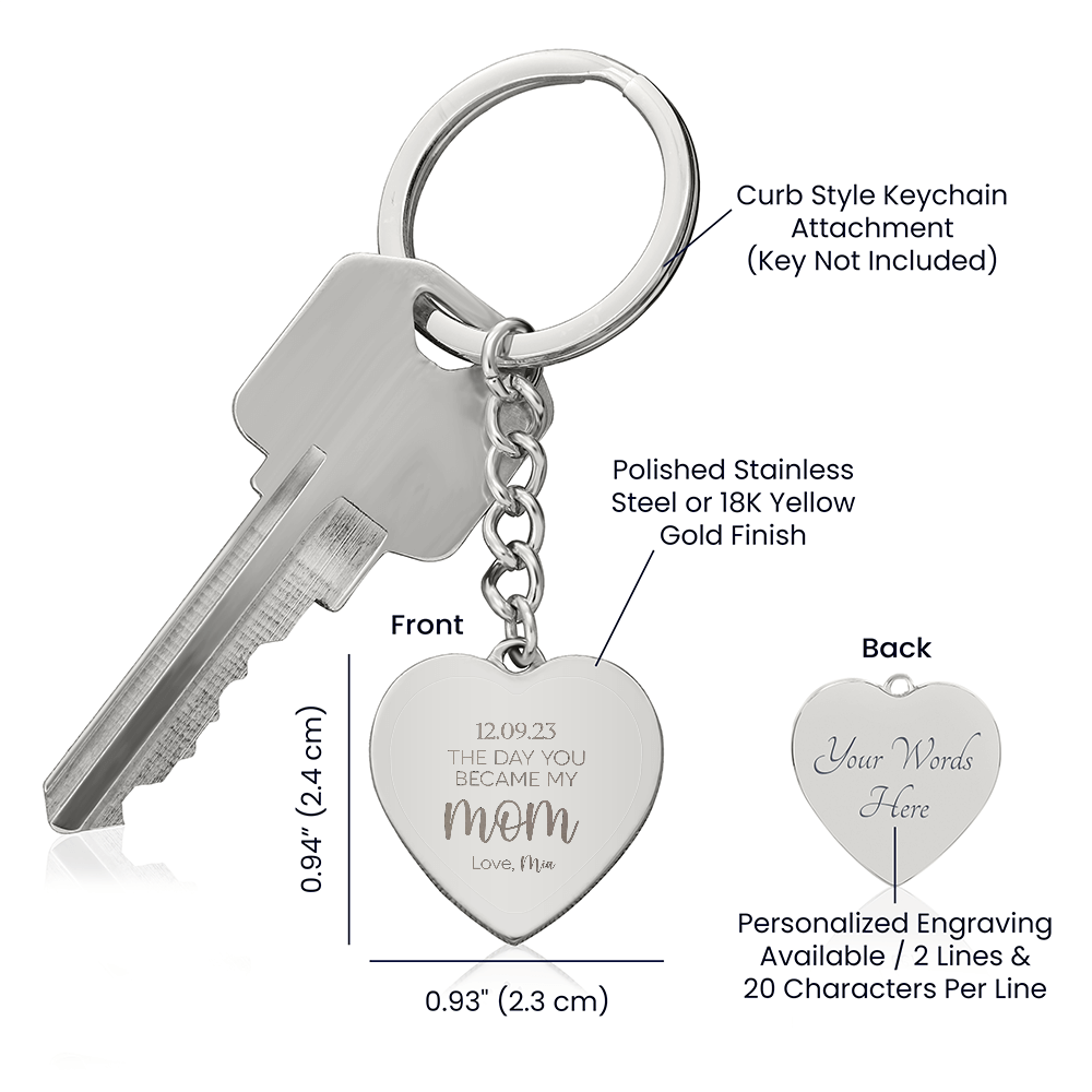 Engraved Heart Keychain for Mom - Mother's Day Gift