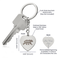 Engraved Heart Keychain for Mom - Mother's Day Gift - Mama Bear