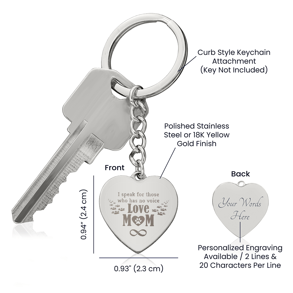 Engraved Heart Keychain for Dog Mom - Mother's Day Gift
