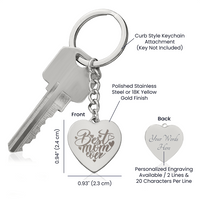 Engraved Heart Keychain for Mom - Mother's Day Gift - Best Mom Ever