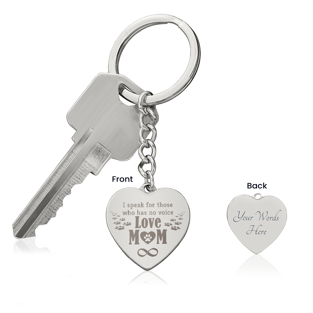 Engraved Heart Keychain for Dog Mom - Mother's Day Gift