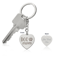 Engraved Heart Keychain for Dog Mom - Mother's Day Gift