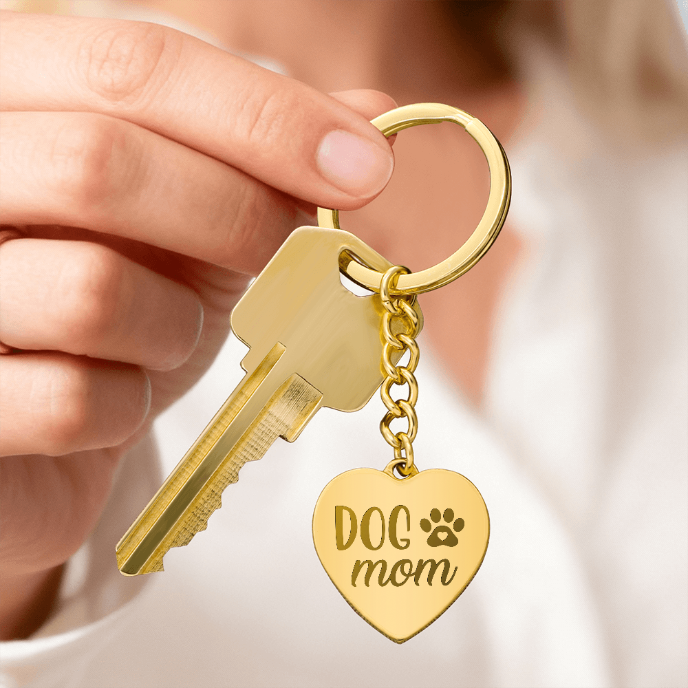 Engraved Heart Keychain for Dog Mom - Mother's Day Gift