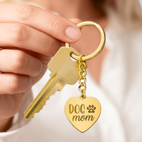 Engraved Heart Keychain for Dog Mom - Mother's Day Gift