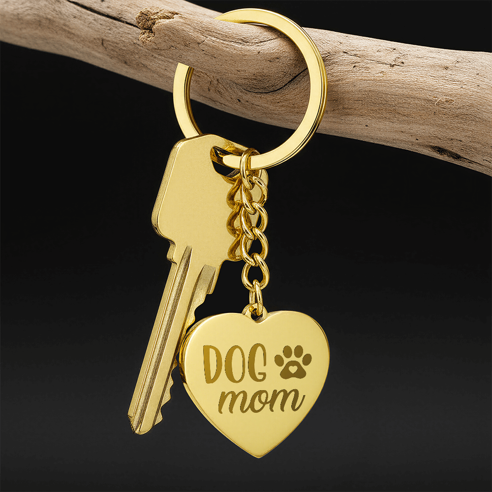 Engraved Heart Keychain for Dog Mom - Mother's Day Gift