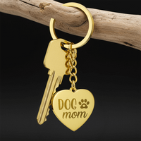 Engraved Heart Keychain for Dog Mom - Mother's Day Gift