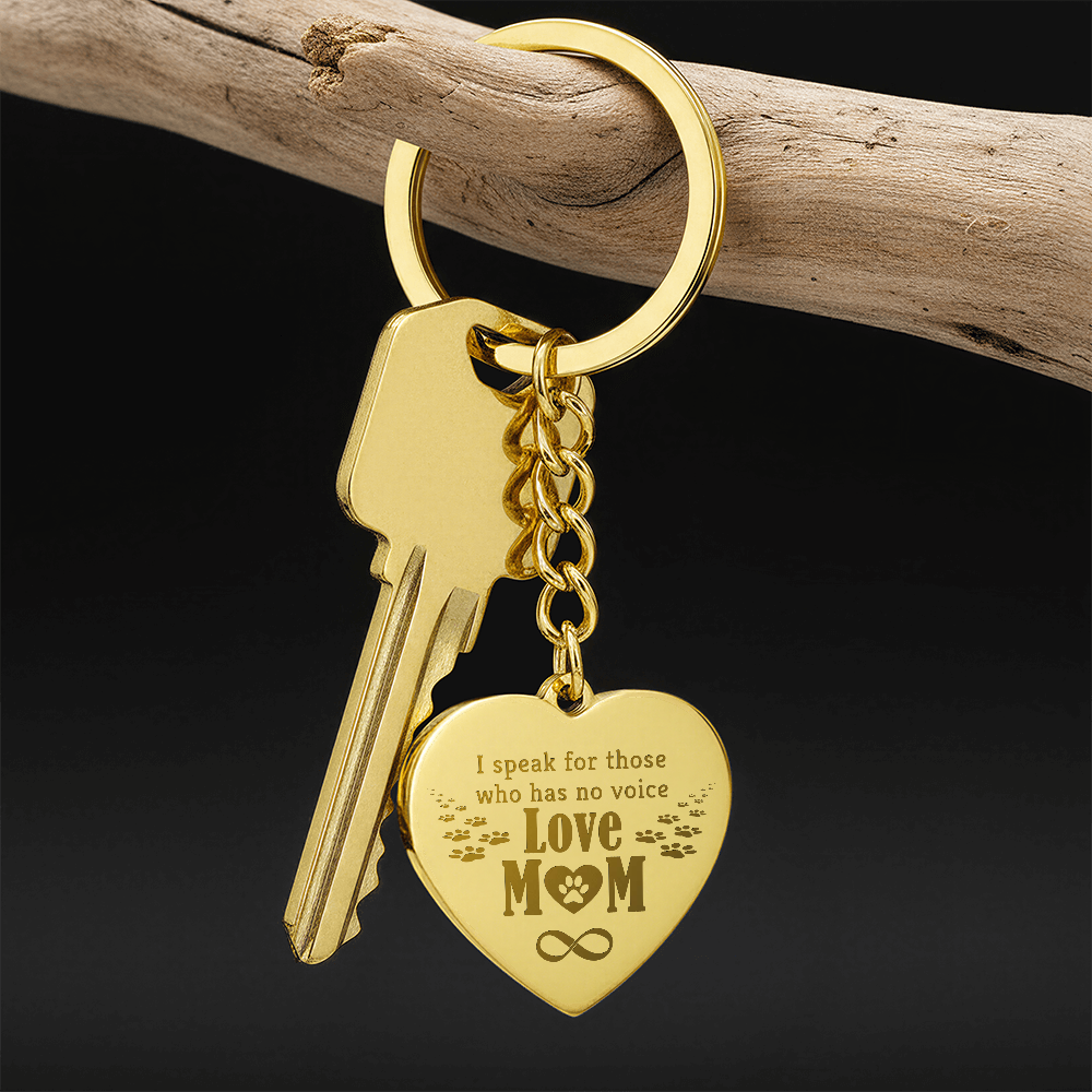 Engraved Heart Keychain for Dog Mom - Mother's Day Gift