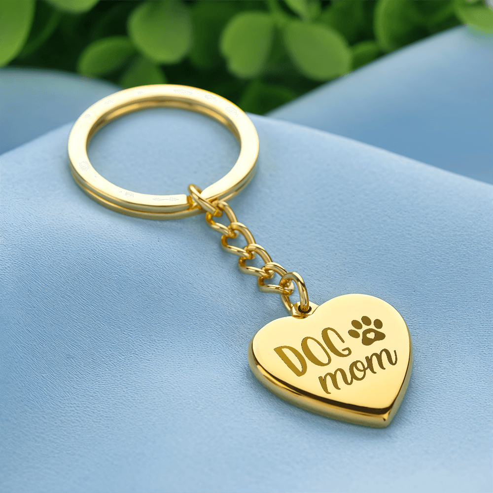 Engraved Heart Keychain for Dog Mom - Mother's Day Gift