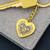 Engraved Heart Keychain for Mom - Mother's Day Gift - Firefighter Mom