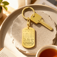 Personalized Engraved Keychain for Mom - Mother's Day Gift - The Day You Become My Mom