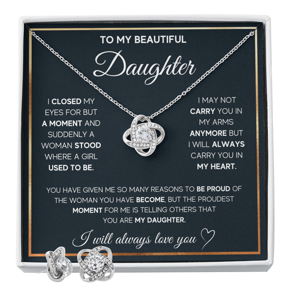 Love Knot Necklace & Earring Set for Daughter - Mother's Day Gift