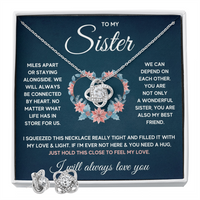 Love Knot Necklace & Earring Set for Sister from Sister - Mother's Day Gift - Connected by Heart