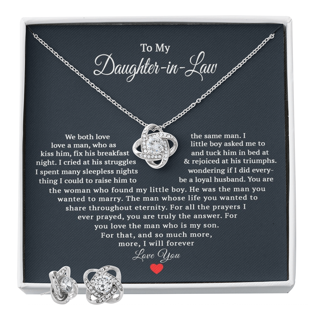 Love Knot Necklace & Earring Set for Daughter-In-Law - Mother's Day Gift