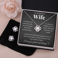 Love Knot Necklace & Earring Set for Wife - Mother's Day Gift