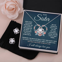 Love Knot Necklace & Earring Set for Sister from Sister - Mother's Day Gift - Connected by Heart