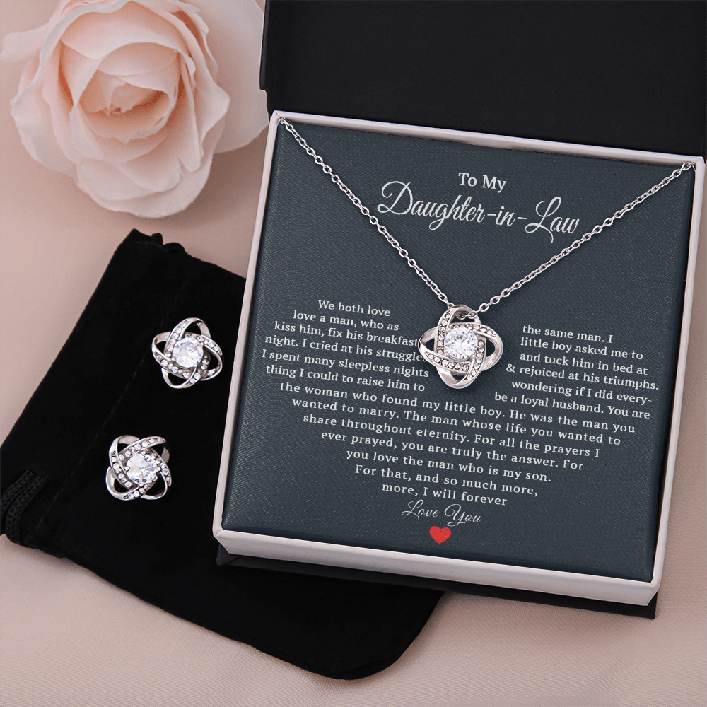 Love Knot Necklace & Earring Set for Daughter-In-Law - Mother's Day Gift