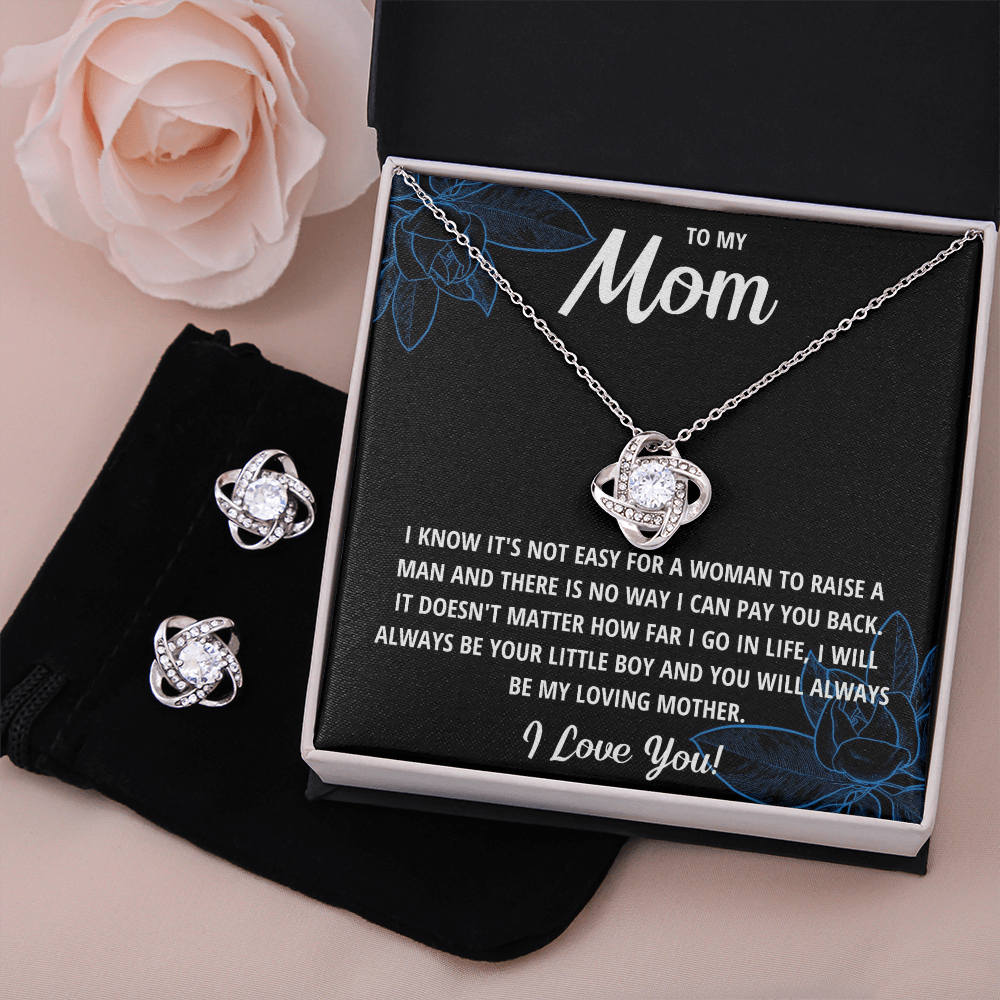 Love Knot Necklace & Earring Set for Mom - Mother's Day Gift