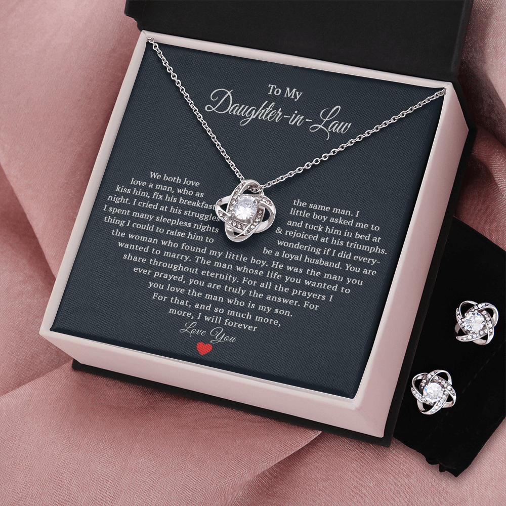 Love Knot Necklace & Earring Set for Daughter-In-Law - Mother's Day Gift