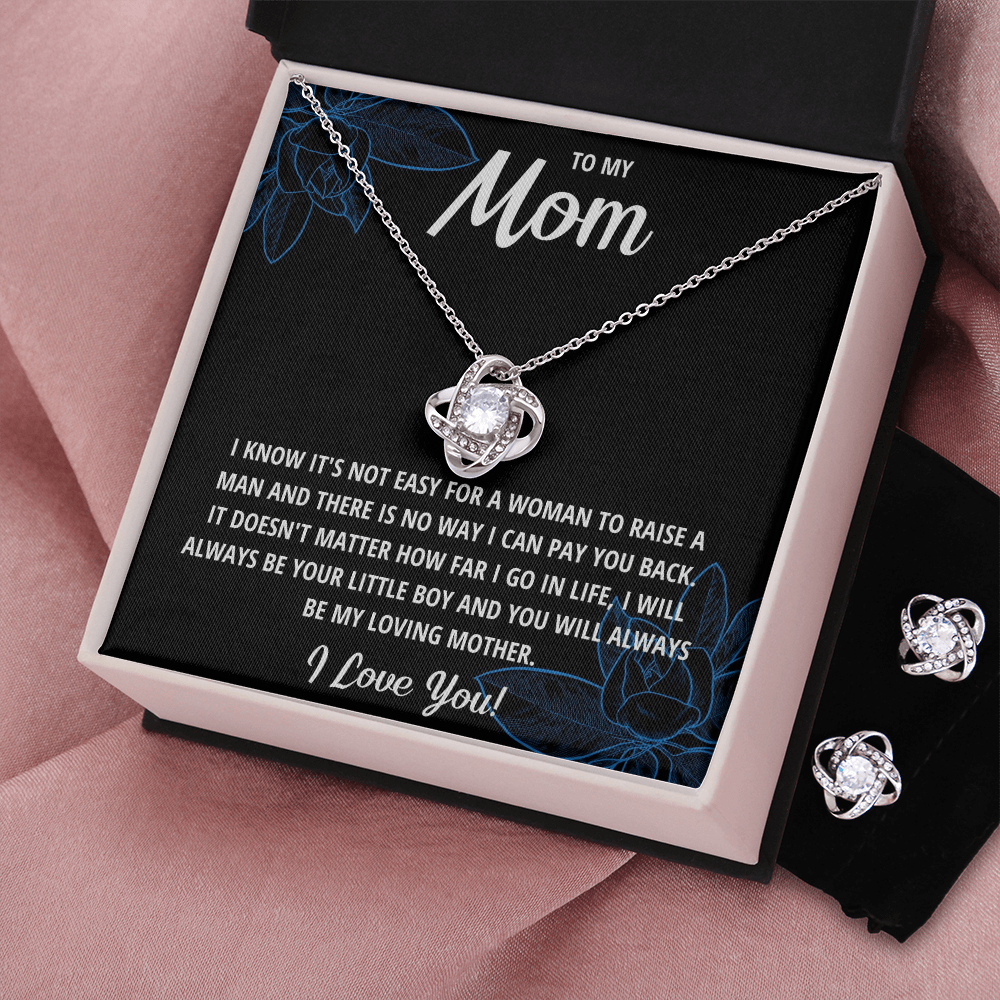 Love Knot Necklace & Earring Set for Mom - Mother's Day Gift