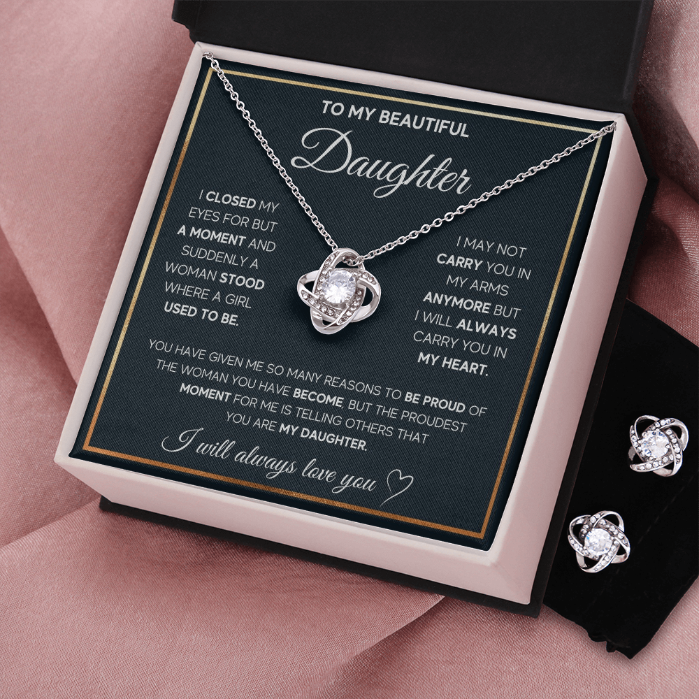 Love Knot Necklace & Earring Set for Daughter - Mother's Day Gift