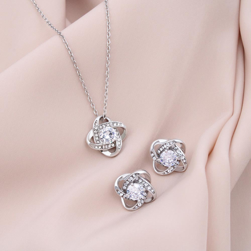 Love Knot Necklace & Earring Set for Sister from Sister - Mother's Day Gift - Connected by Heart