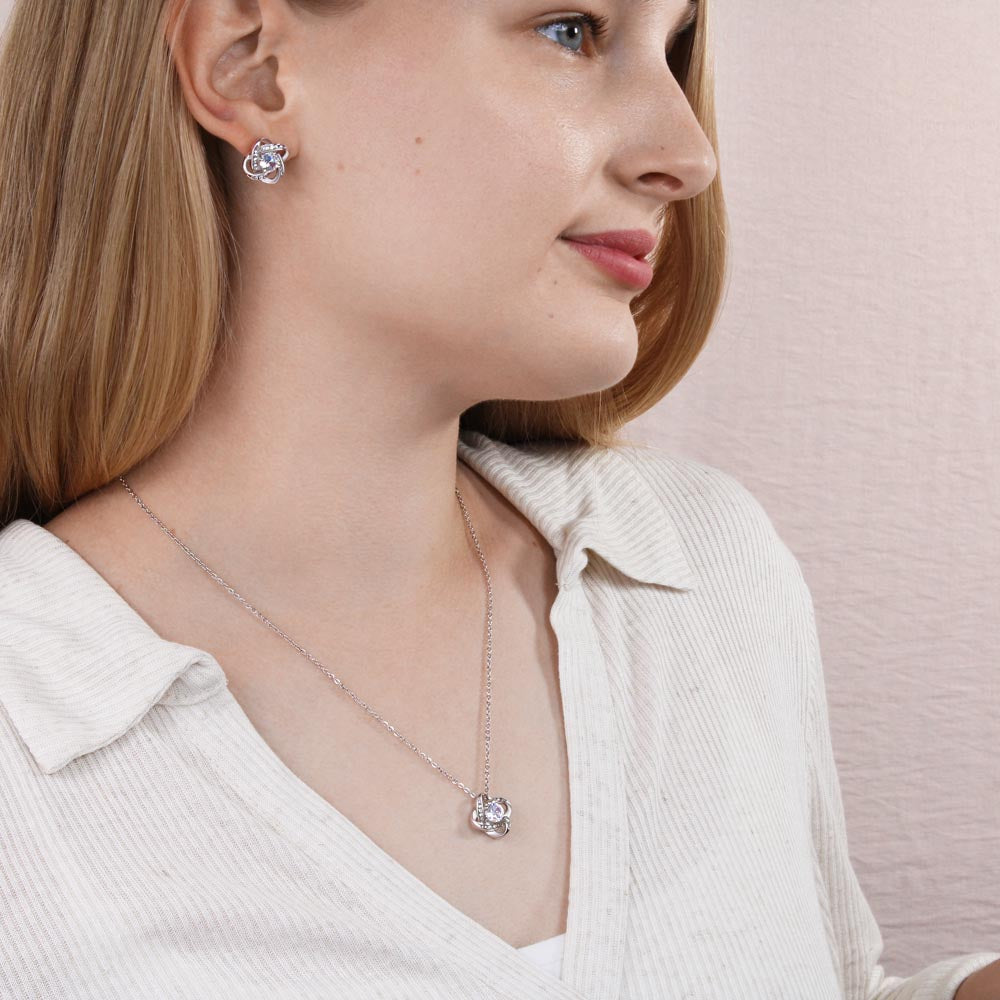 Love Knot Necklace & Earring Set for Sister from Sister - Mother's Day Gift - Connected by Heart