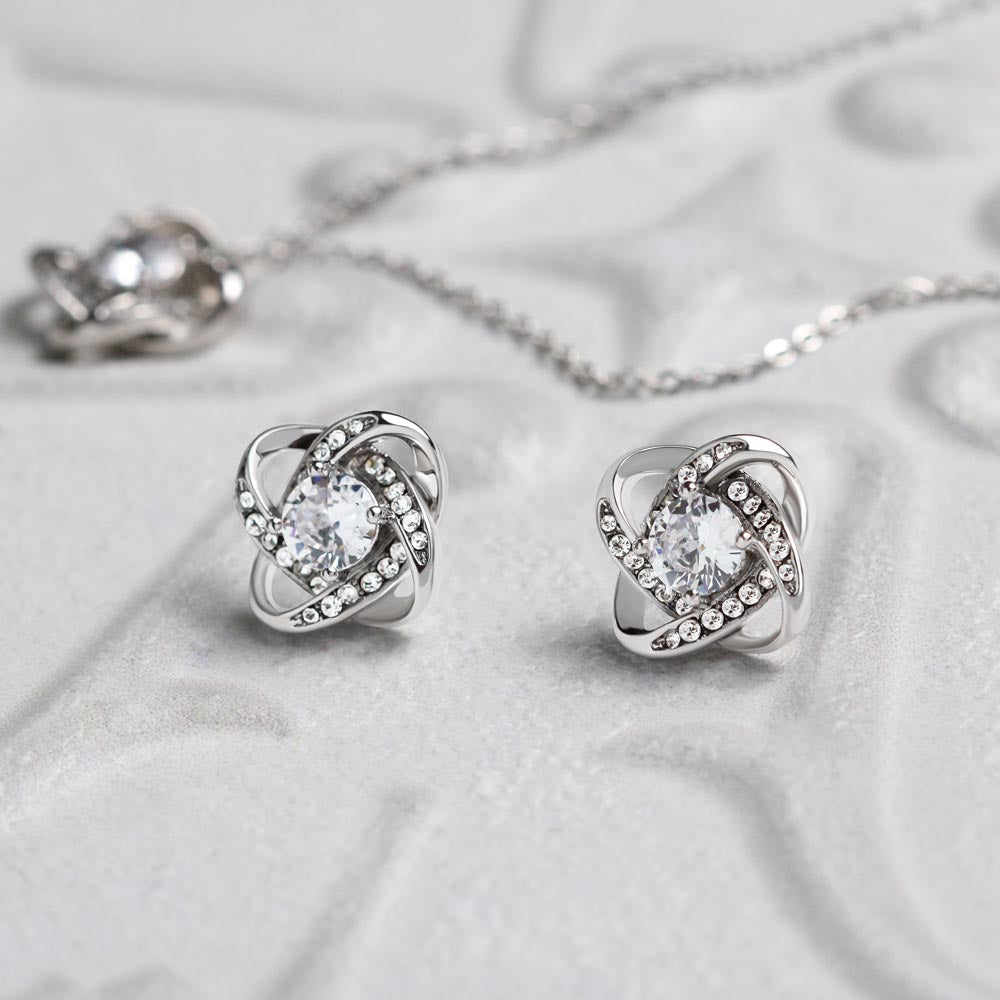 Love Knot Necklace & Earring Set for Sister from Sister - Mother's Day Gift - Connected by Heart