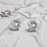 Love Knot Necklace & Earring Set for Sister from Sister - Mother's Day Gift - Connected by Heart