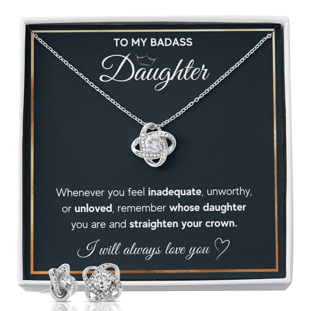 Love Knot Necklace & Earring Set for Daughter - Mother's Day Gift