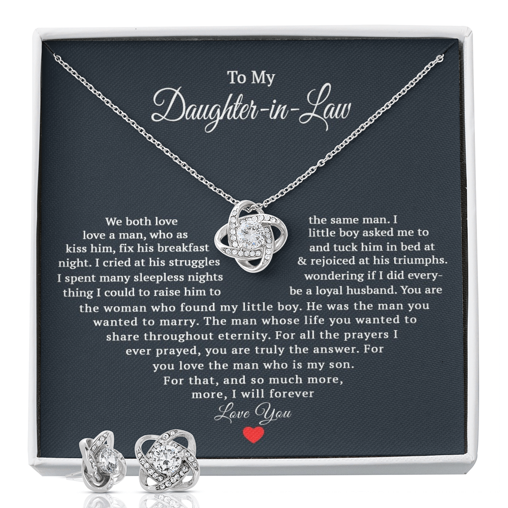 Love Knot Necklace & Earring Set for Daughter-In-Law - Mother's Day Gift