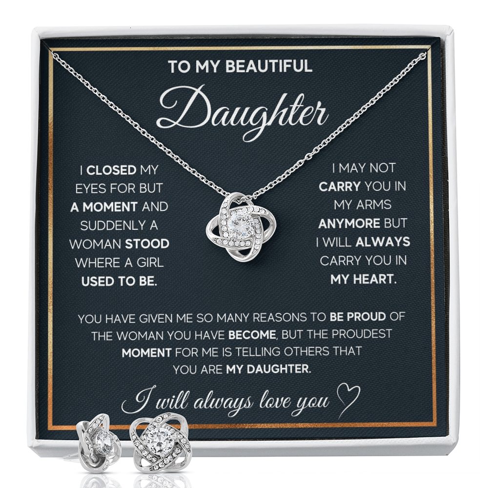Love Knot Necklace & Earring Set for Daughter - Mother's Day Gift