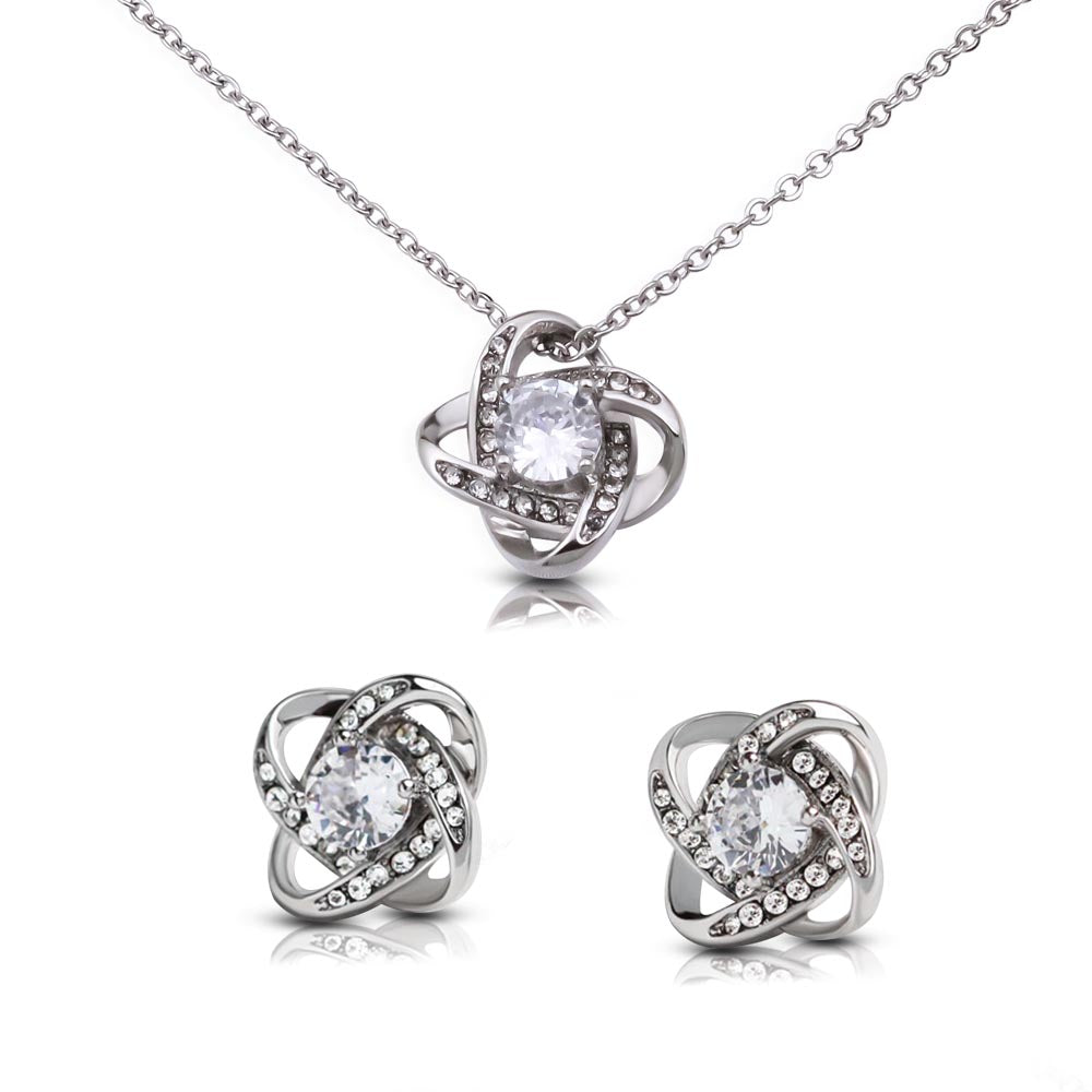 Love Knot Necklace & Earring Set for Sister from Sister - Mother's Day Gift - Connected by Heart