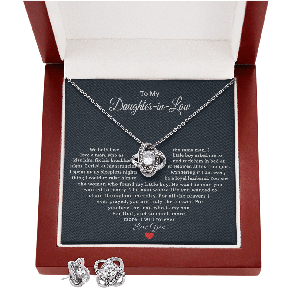 Love Knot Necklace & Earring Set for Daughter-In-Law - Mother's Day Gift