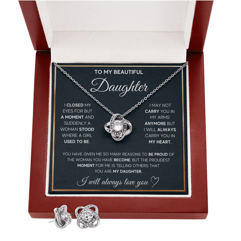 Love Knot Necklace & Earring Set for Daughter - Mother's Day Gift
