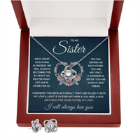 Love Knot Necklace & Earring Set for Sister from Sister - Mother's Day Gift - Connected by Heart