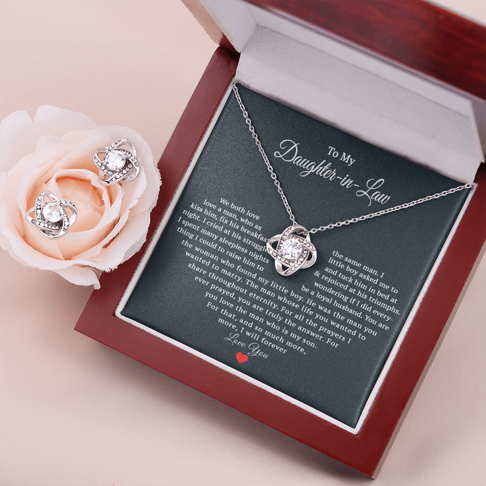 Love Knot Necklace & Earring Set for Daughter-In-Law - Mother's Day Gift