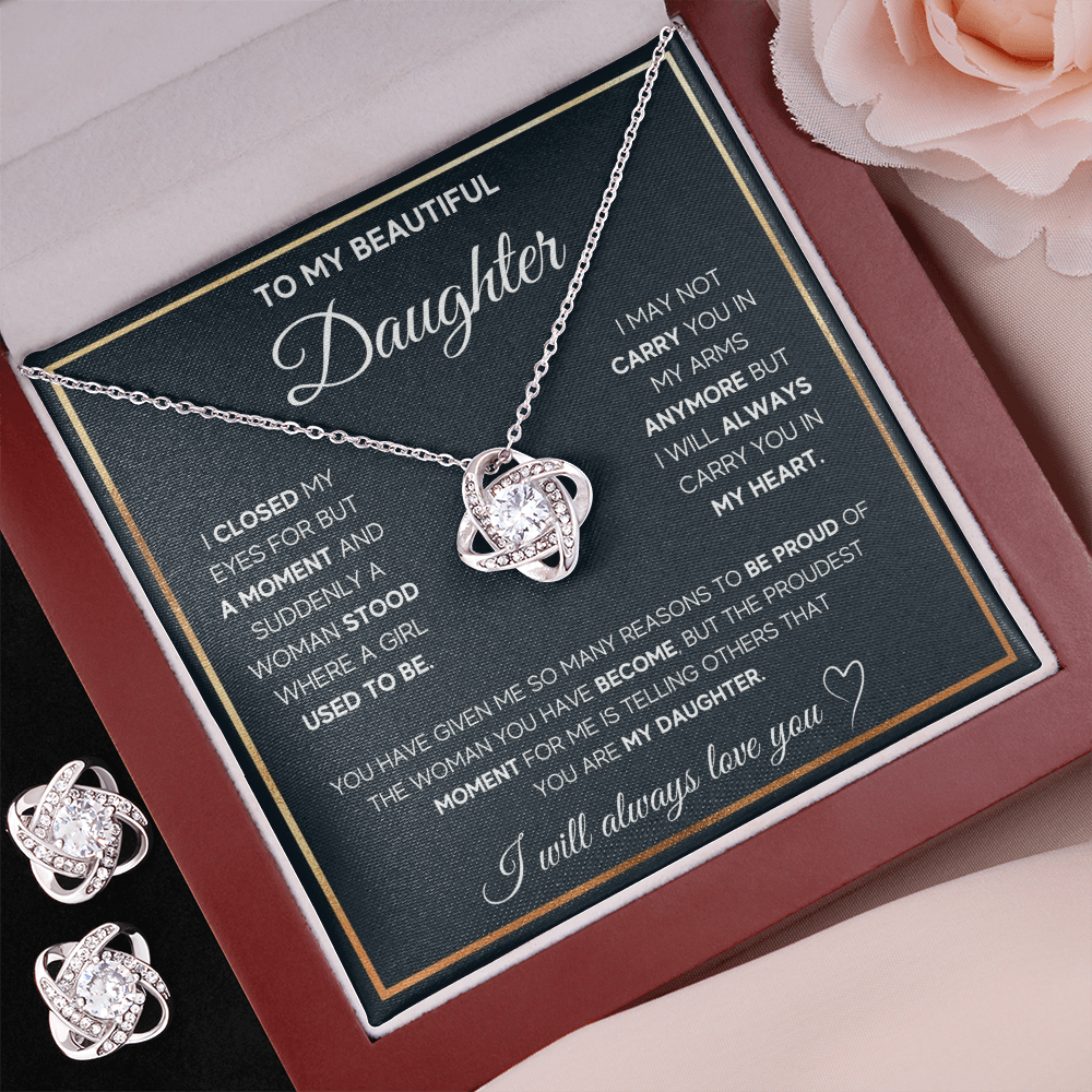 Love Knot Necklace & Earring Set for Daughter - Mother's Day Gift