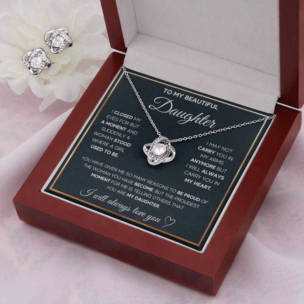 Love Knot Necklace & Earring Set for Daughter - Mother's Day Gift