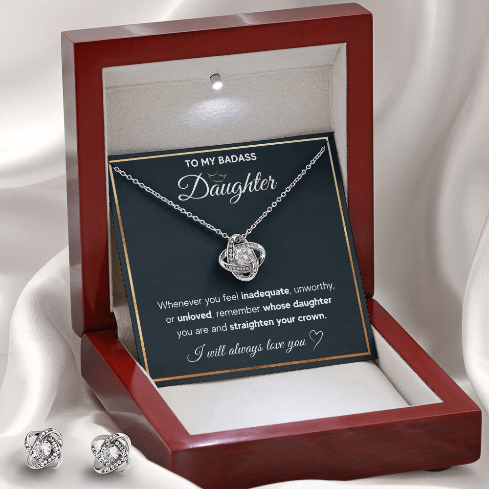 Love Knot Necklace & Earring Set for Daughter - Mother's Day Gift