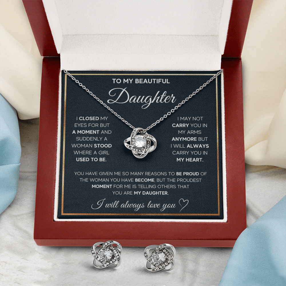Love Knot Necklace & Earring Set for Daughter - Mother's Day Gift