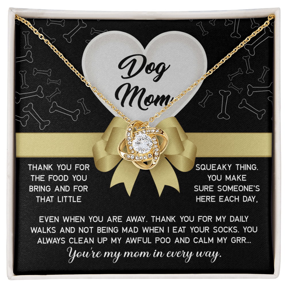 Love Knot Necklace – Funny Dog Mom Gift from Sock - Eating Pup - TreasuredTale