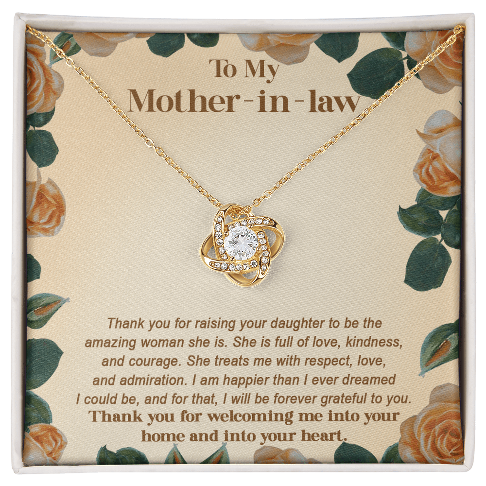 Love Knot Necklace – Thank You Gift for Mother - in - Law from Her Grateful Son - in - Law - TreasuredTale