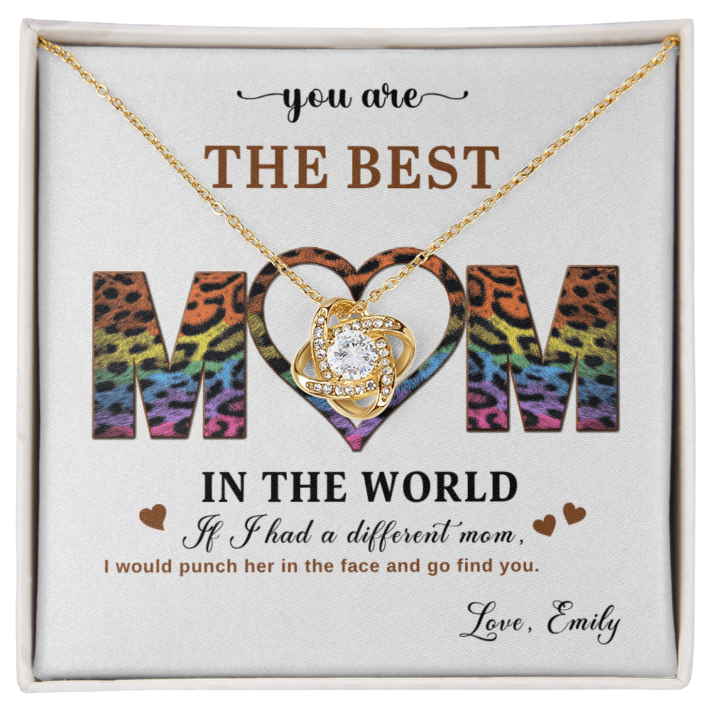 Personalized Love Knot Necklace for Mom from Daughter - Mother's Day Gift - Best Mom