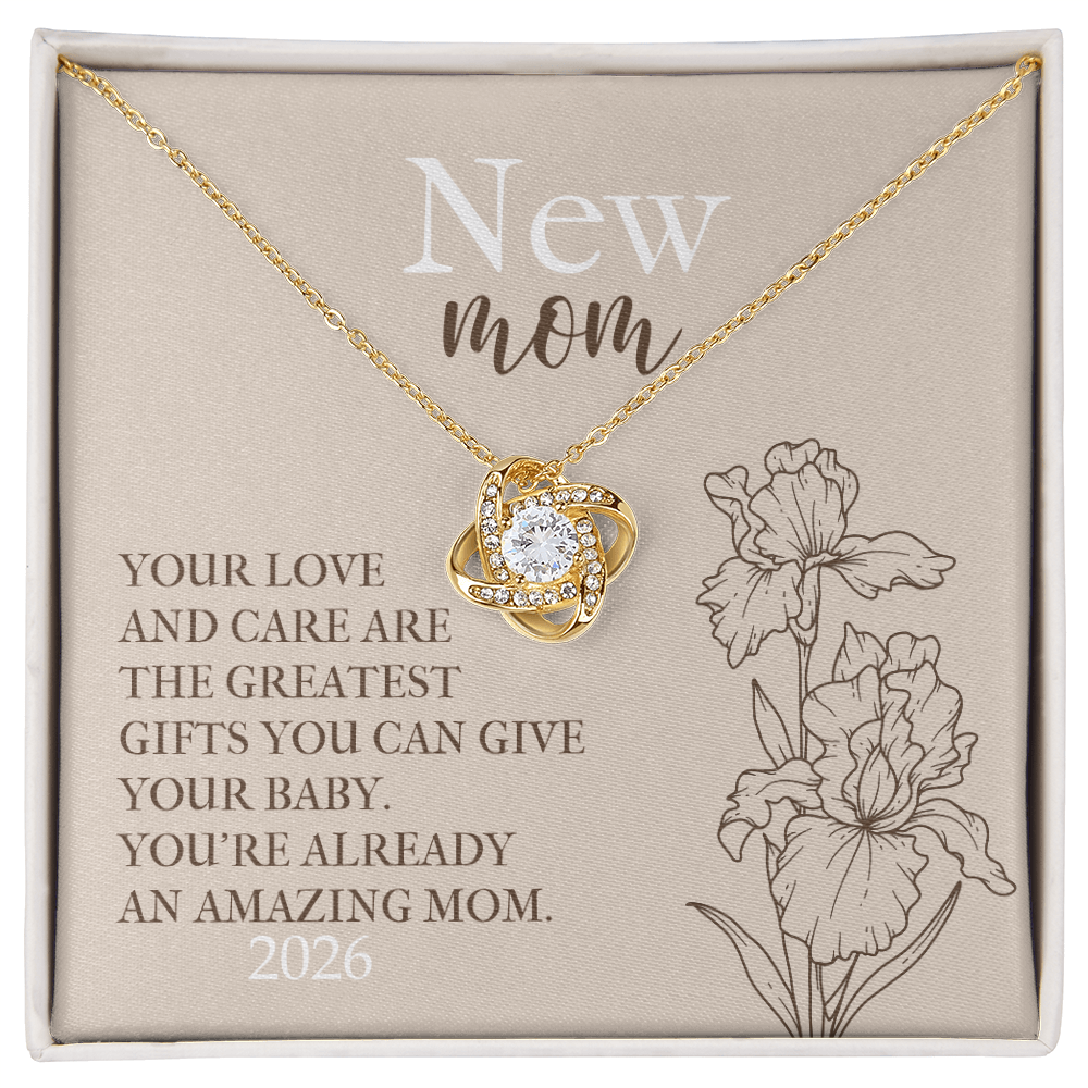 Love Knot Necklace for New Mom With Birth Flower - Mother's Day Gift