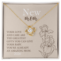 Love Knot Necklace for New Mom With Birth Flower - Mother's Day Gift